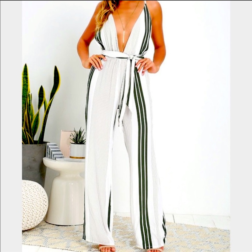 Faithful the brand striped jumpsuit small new